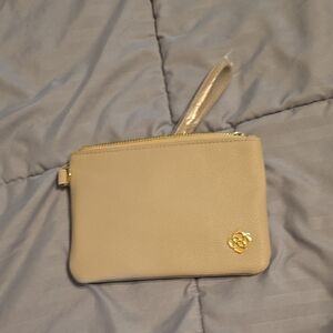 Cream Leather Wristlet